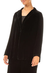 Collar Black Silk Velvet Jacket 3