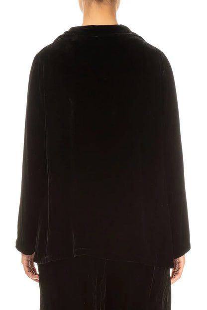 Collar Black Silk Velvet Jacket 2