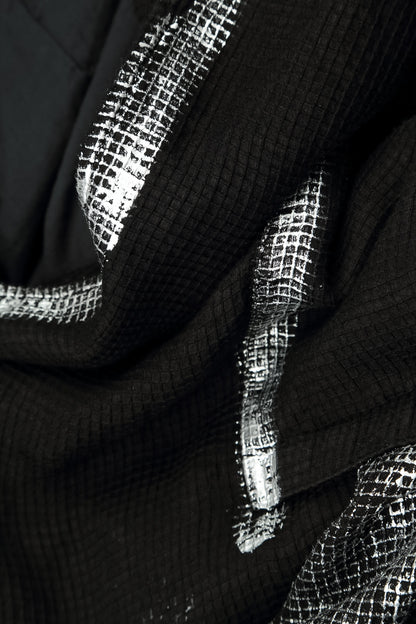 Collar Black Silver Metallic Mesh Silk Jacket 5