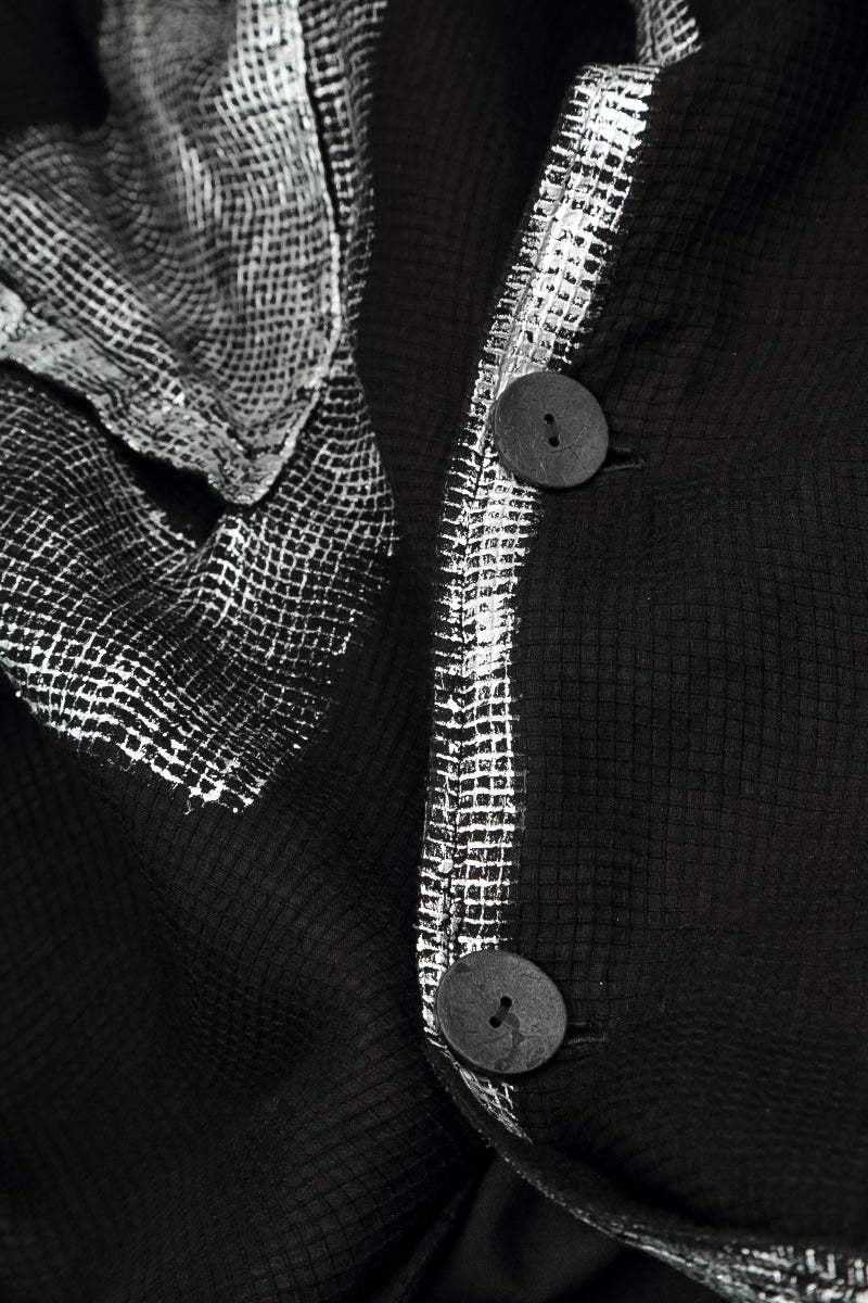 Collar Black Silver Metallic Mesh Silk Jacket