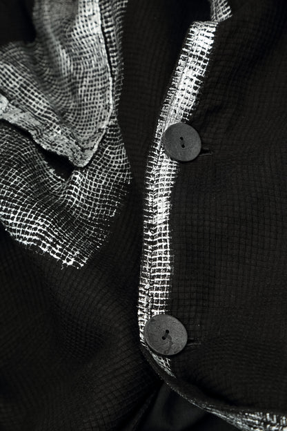 Collar Black Silver Metallic Mesh Silk Jacket 6