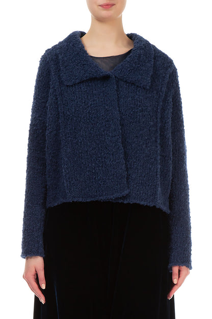 Collar Blue Violet Alpaca Wool Cardigan