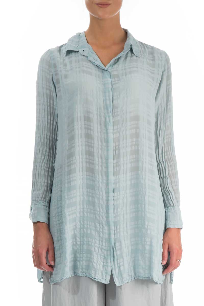 Collar Breeze Checkered Silk Cotton Shirt