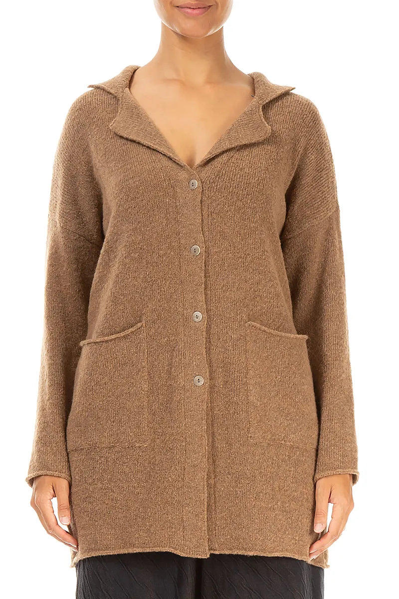 Collar Caramel Wool Cardigan 1