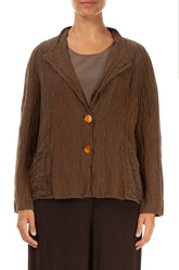 Collar Crinkled Aged Copper Silk Jacket 1