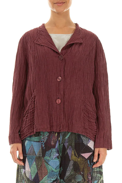 Collar Crinkled Antique Ruby Silk Jacket