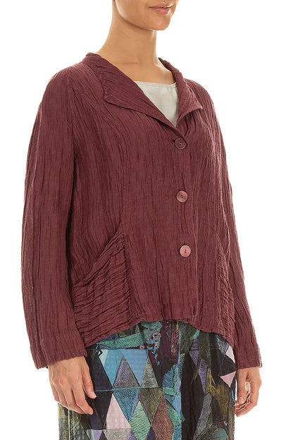 Collar Crinkled Antique Ruby Silk Jacket