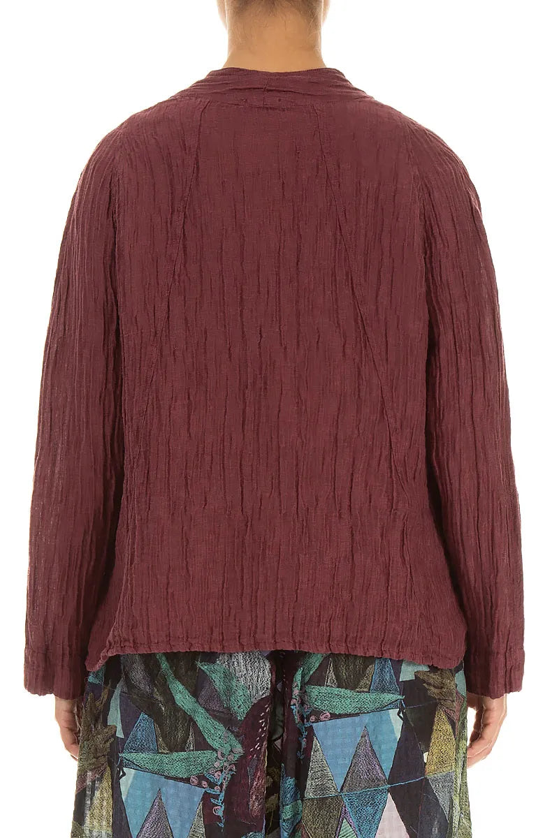 Collar Crinkled Antique Ruby Silk Jacket