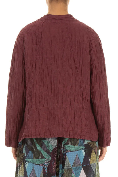 Collar Crinkled Antique Ruby Silk Jacket