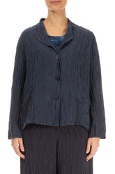 Collar Crinkled Graphite Blue Silk Jacket 1