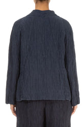 Collar Crinkled Graphite Blue Silk Jacket 2