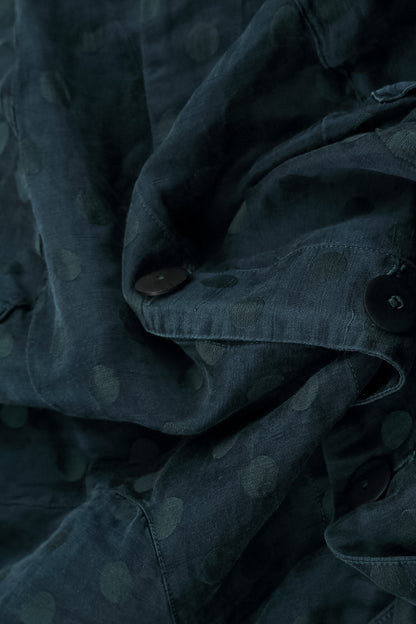 Collar Dotty Teal Silk Linen Jacket 5