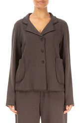 Collar Forest Brown Cotton Jacket 1
