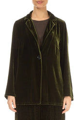 Collar Forest Mist Silk Velvet Jacket 1