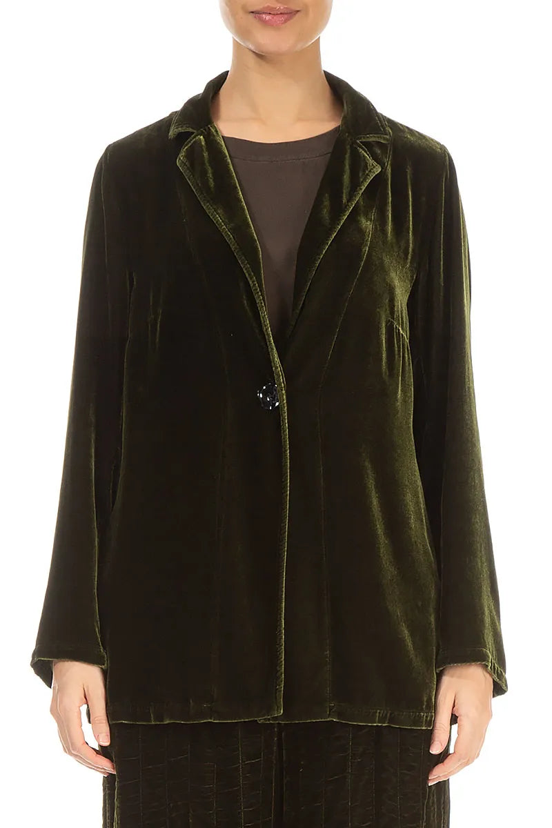 Collar Forest Mist Silk Velvet Jacket 1