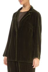 Collar Forest Mist Silk Velvet Jacket 3