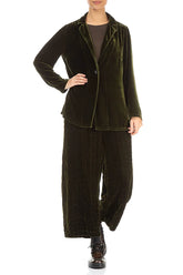 Forest Mist Pleated Silk Velvet Trousers 4