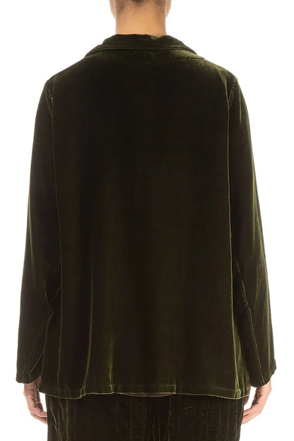 Collar Forest Mist Silk Velvet Jacket 2