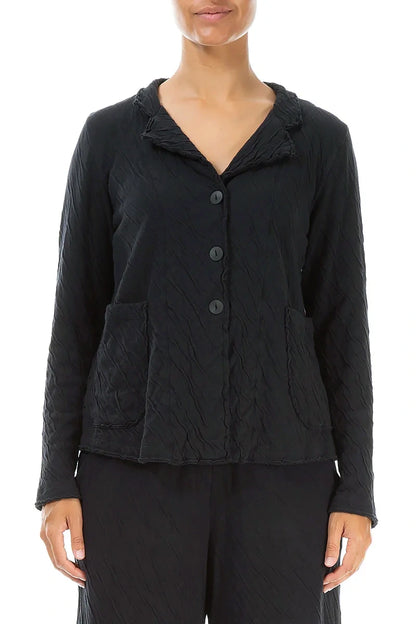 Collar Grey Wavy Cotton Jacket 1