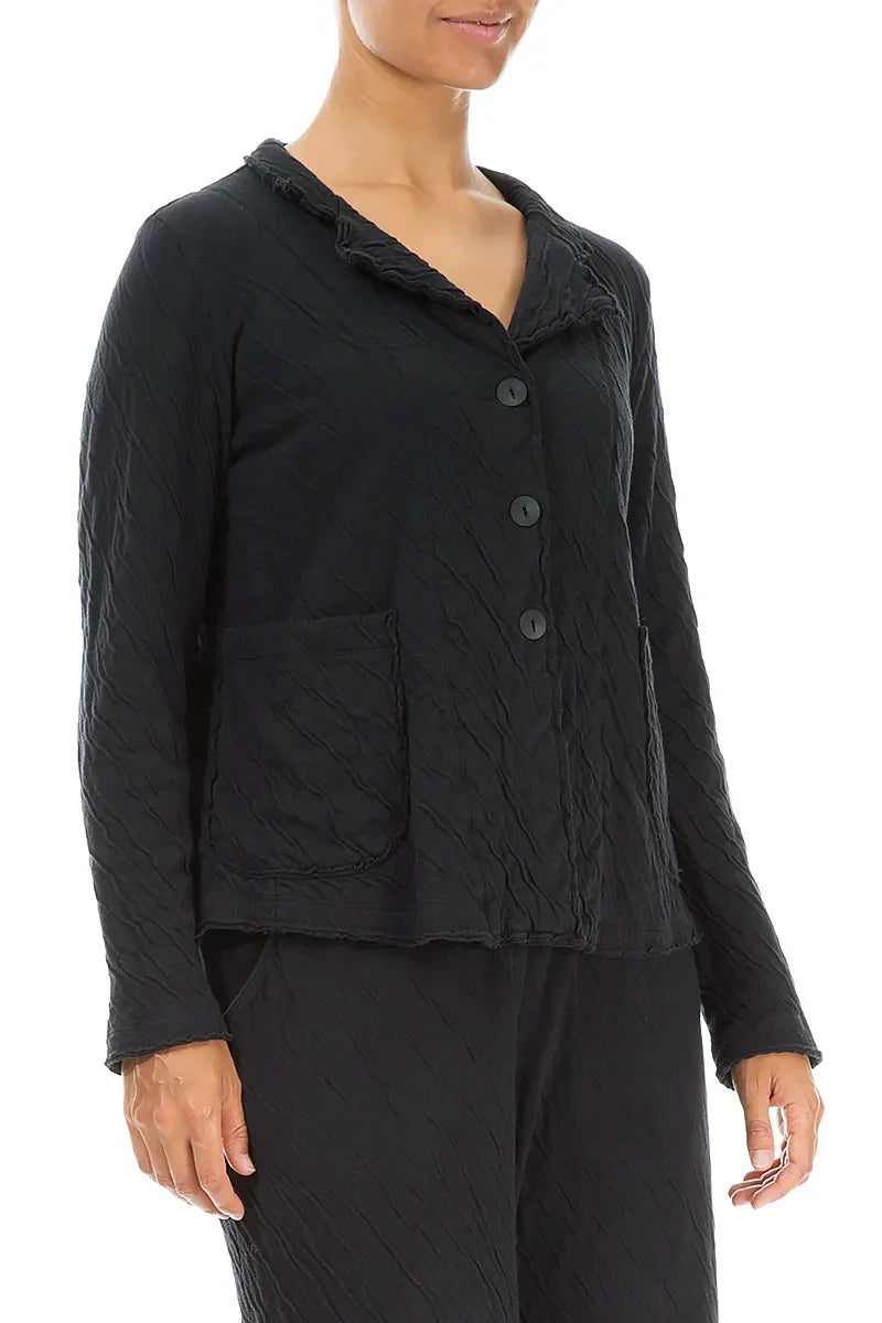 Collar Grey Wavy Cotton Jacket 3