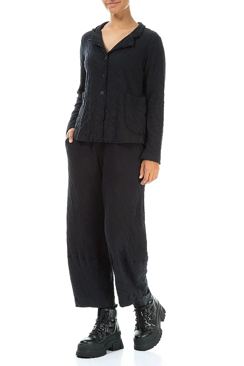 Cropped Grey Wavy Cotton Trousers 4