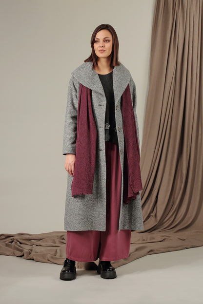 Collar Grey Wool Coat