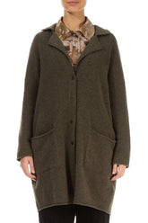 Collar Khaki Wool Cardigan 1