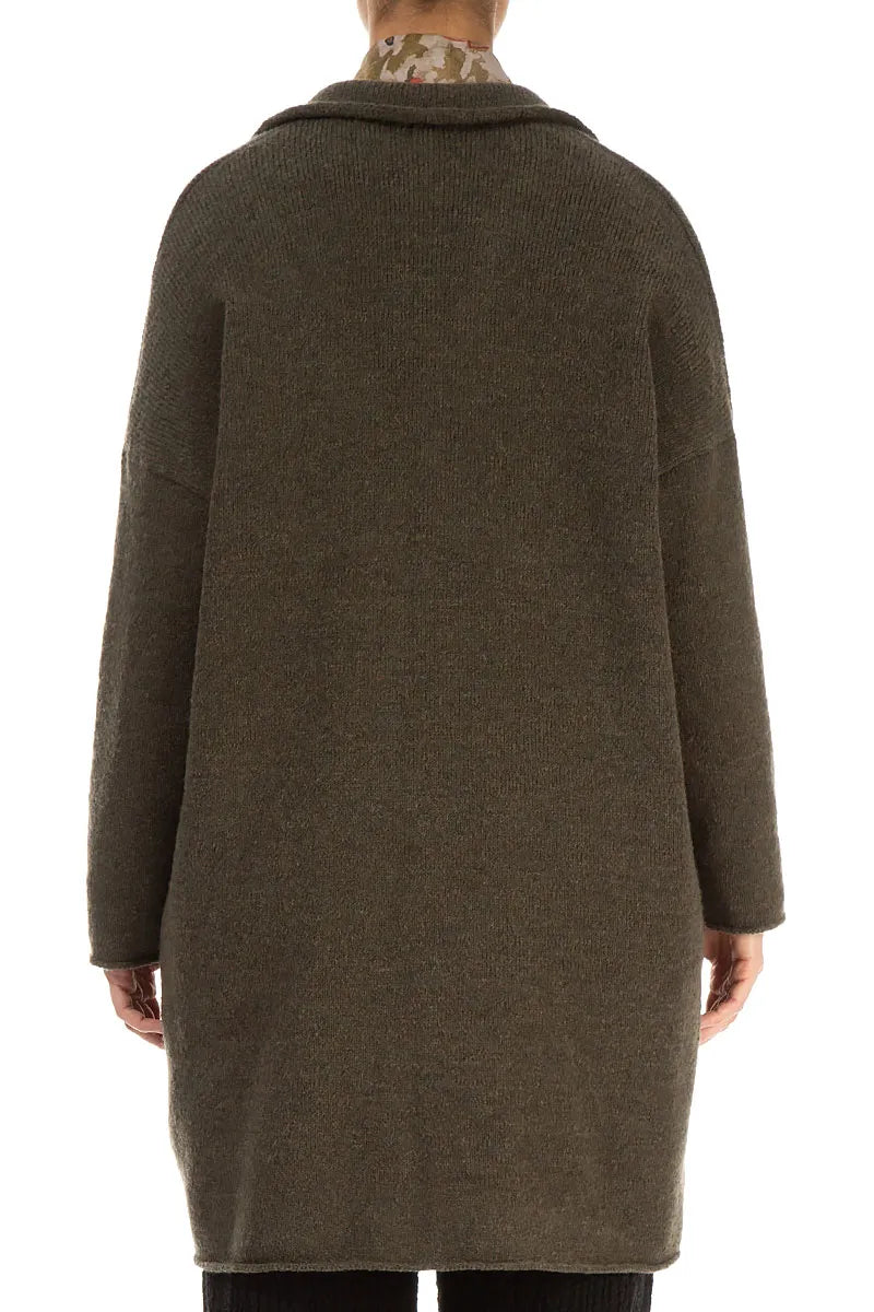 Collar Khaki Wool Cardigan 2