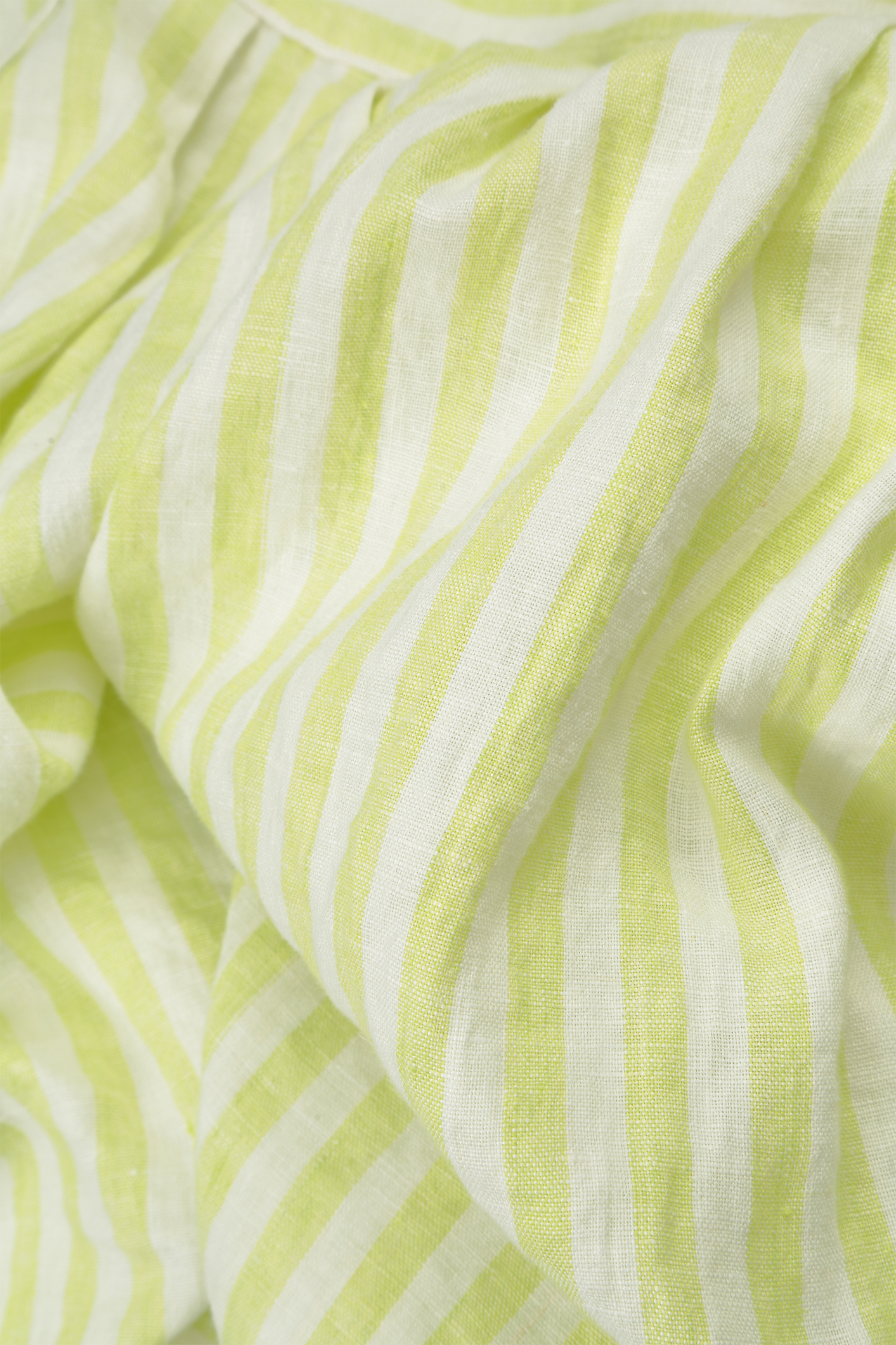 Collar Lime Striped Linen Tunic Dress