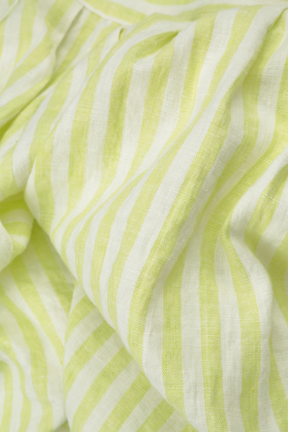 Collar Lime Striped Linen Tunic Dress