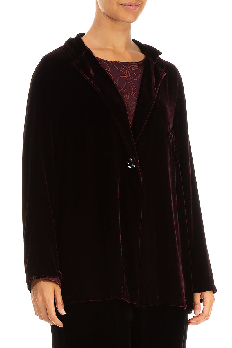 Collar Merlot Silk Velvet Jacket