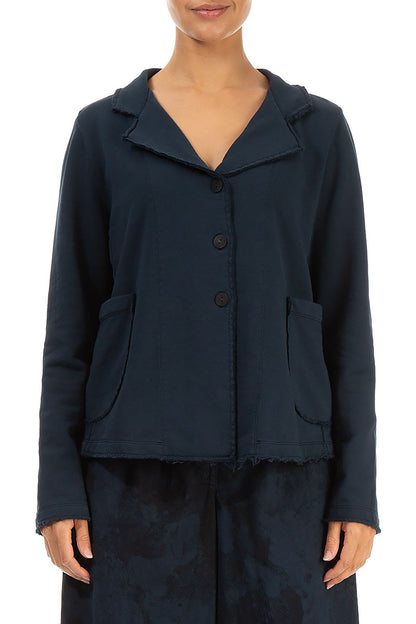 Collar Midnight Blue Cotton Jacket