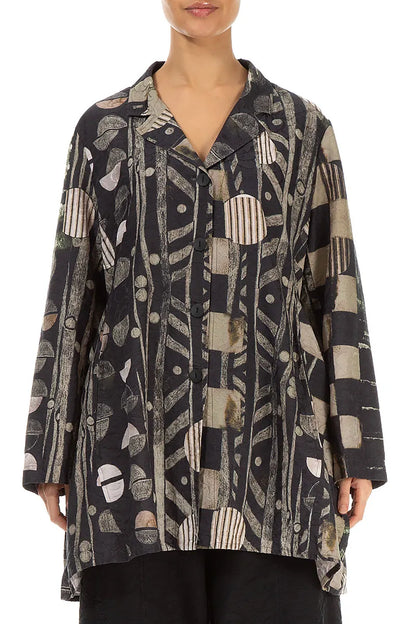 Collar Moonlight Ornamented Silk Cotton Jacket 1