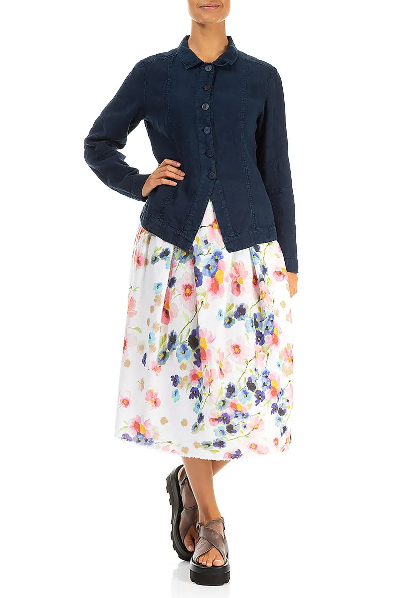 Collar Navy Linen Jacket 4