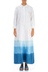Collar Neck Azure Tide Ombré Linen Dress 1