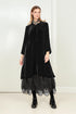 Collar Neck Black Silk Velvet Dress 1