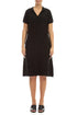 Collar Neck Crinkled Black Silk Linen Dress 1
