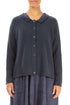 Collar Neck Dark Navy Wool Cardigan 1