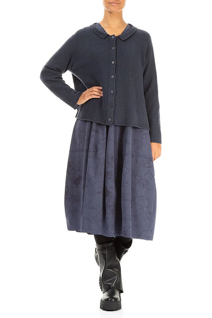 Collar Neck Dark Navy Wool Cardigan 4