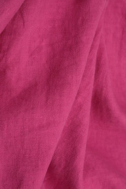 Collar Neck Fuchsia Linen Dress 5