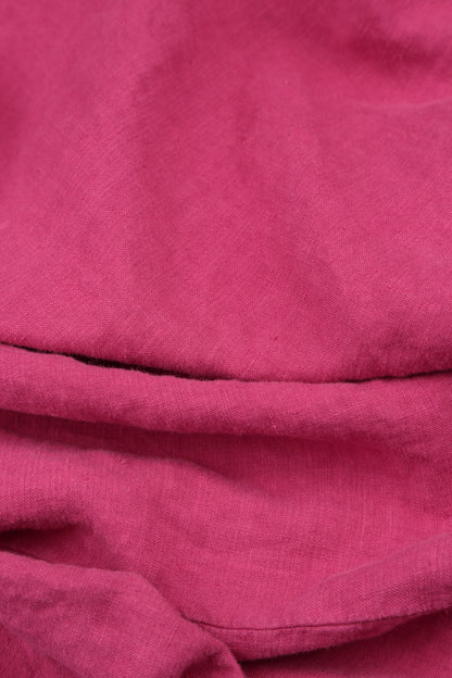 Collar Neck Fuchsia Linen Dress