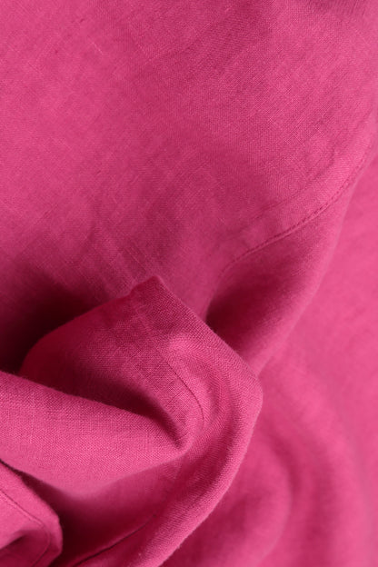 Collar Neck Fuchsia Linen Dress