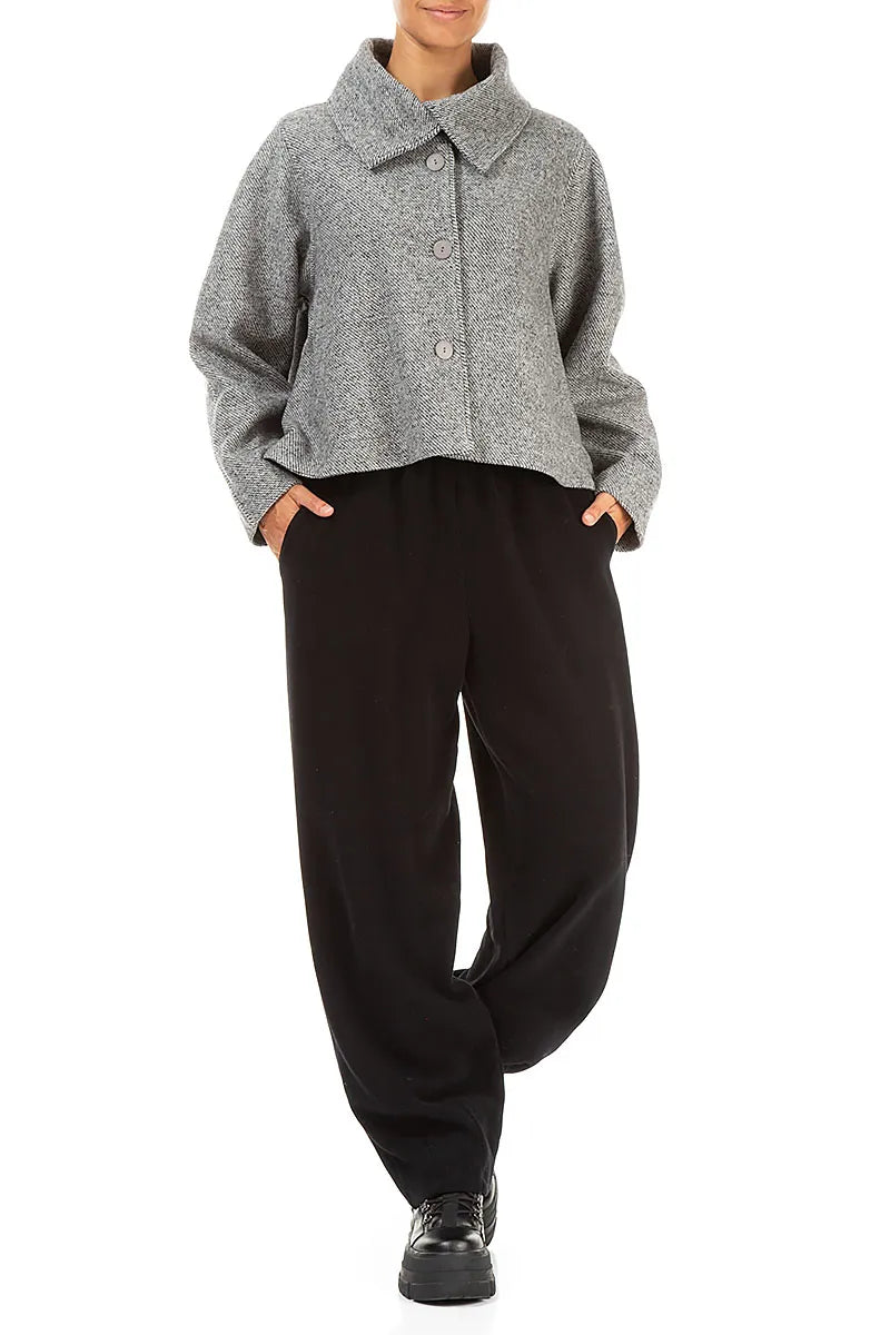 Collar Neck Soft Grey Wool Jacket 4