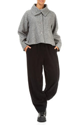 Collar Neck Soft Grey Wool Jacket 4