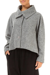 Collar Neck Soft Grey Wool Jacket 3