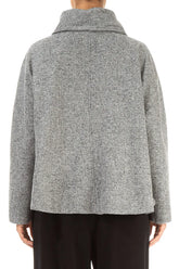 Collar Neck Soft Grey Wool Jacket 2