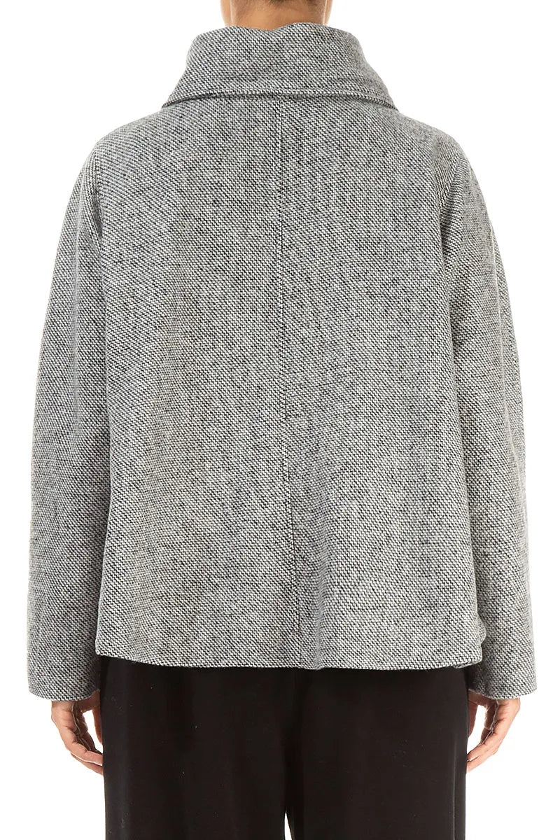 Collar Neck Soft Grey Wool Jacket 2
