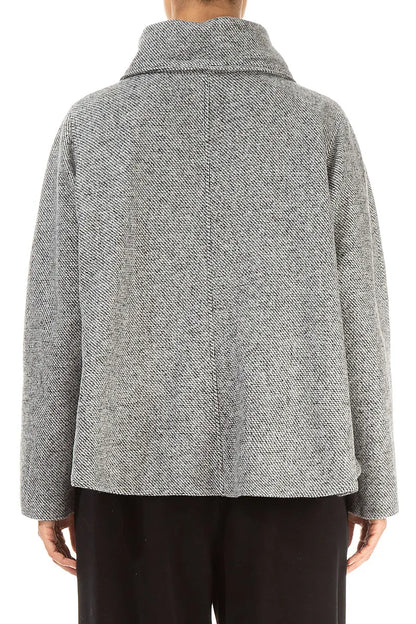 Collar Neck Soft Grey Wool Jacket 2