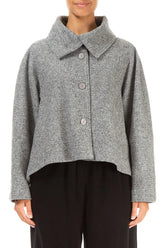 Collar Neck Soft Grey Wool Jacket 1