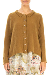 Collar Neck Honey Wool Cardigan 1